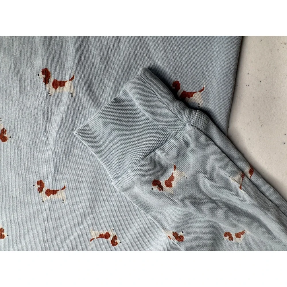 Janie and Jack Boys Blue Basset Hound Dog Print Pajama Top Size 12 Long Sleeve‎